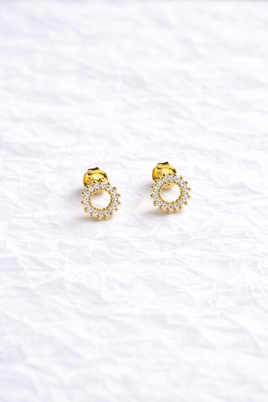 Topos Círculo con Circones Blancos y Acabado Dorado