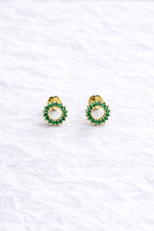 Topos Círculo con Circones Verdes y Acabado Dorado