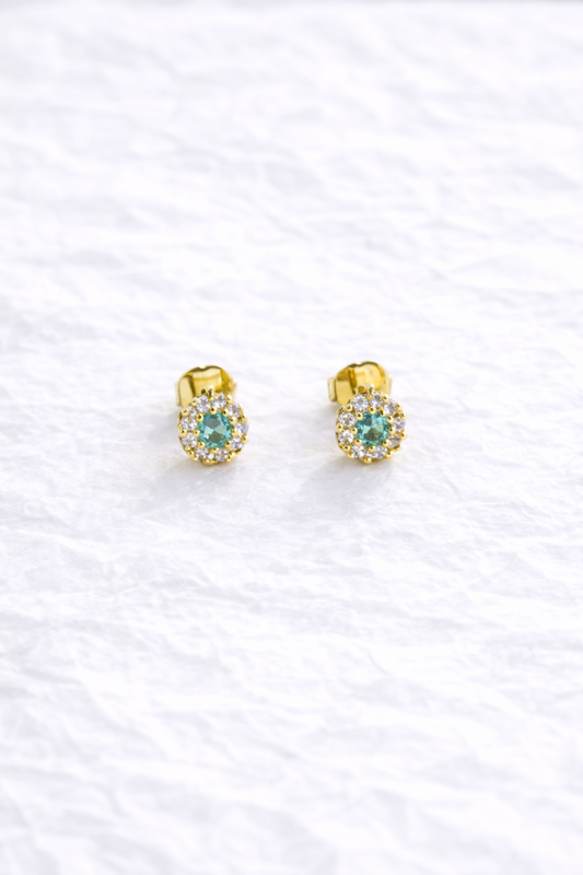 Topos Flor Esmeralda Laminados en Oro con Circones Blancos