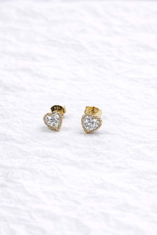 Topos Corazón Brillante Laminados en Oro 18K