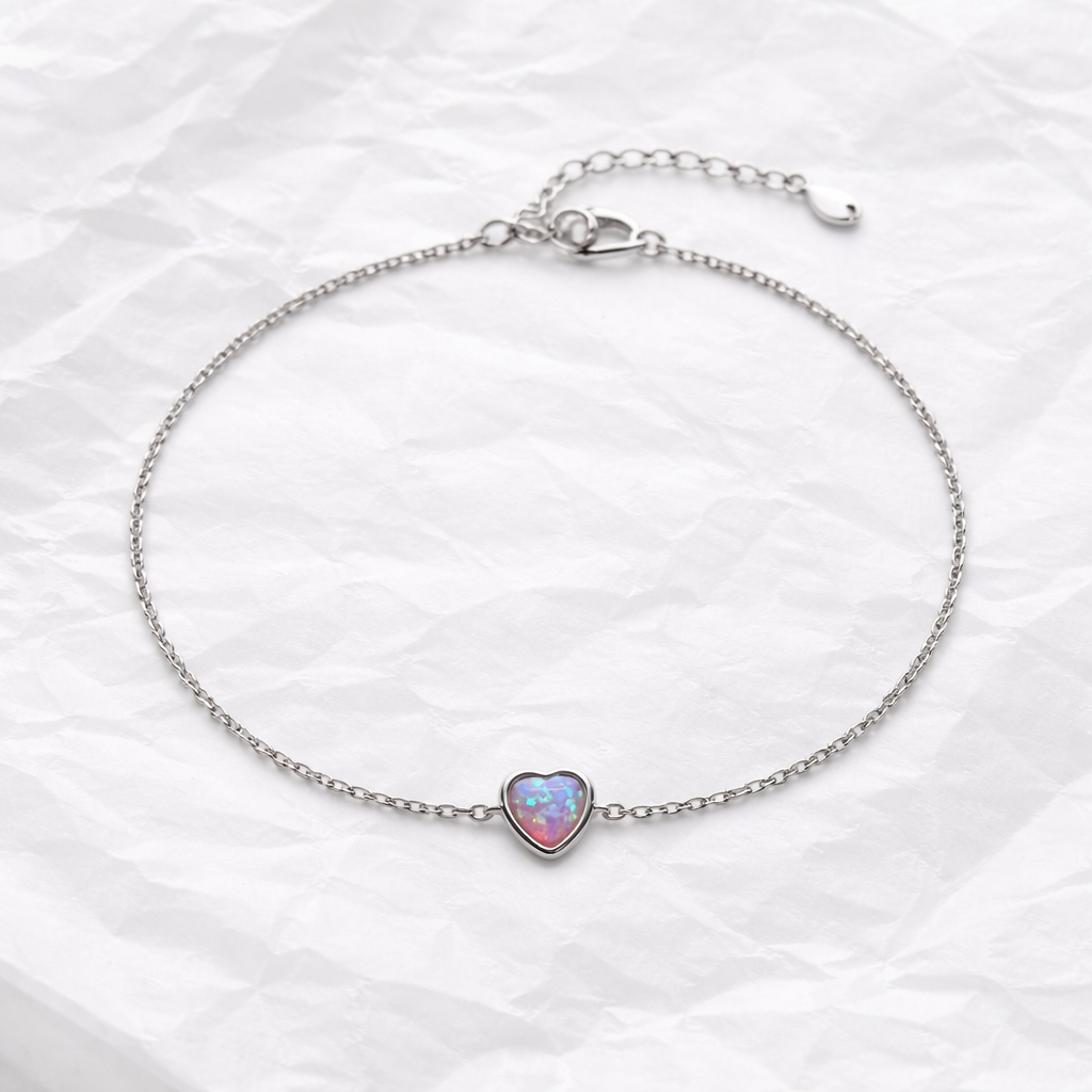 Pulsera Corazón Iridiscente en Plata 925