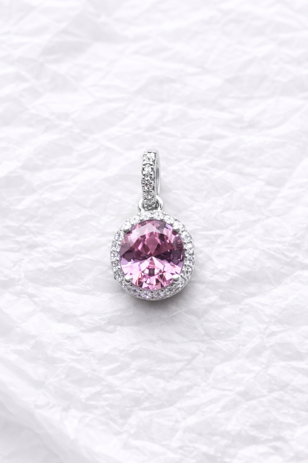 Dije Circular con Piedra Rosada en Plata 925